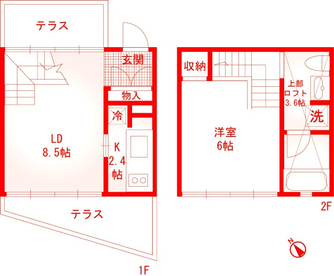 藤沢市鵠沼海岸７丁目のテラスの間取り