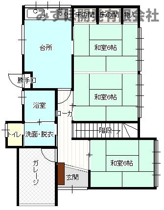 寒河江市若葉町17-8の間取り|1階の間取り図です。
