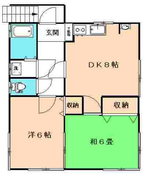 世田谷区砧８丁目のアパートの間取り