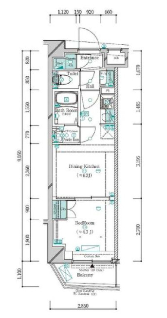 新宿区西落合２丁目の賃貸マンションの間取り