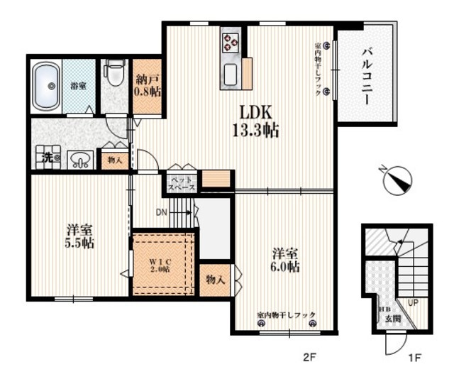 フラットＲⅡの間取り|★全部屋に窓のある２ＬＤＫ★
