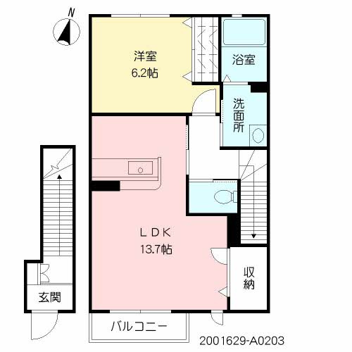 熊本市東区小山２丁目のアパートの間取り