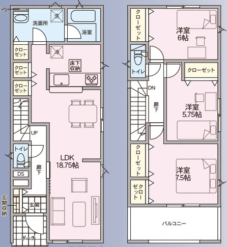 秋田市保戸野桜町第1の間取り