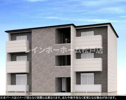松戸駅徒歩10分！WIC＆ネット無料の充実1LDK♪の外観|外観パースです