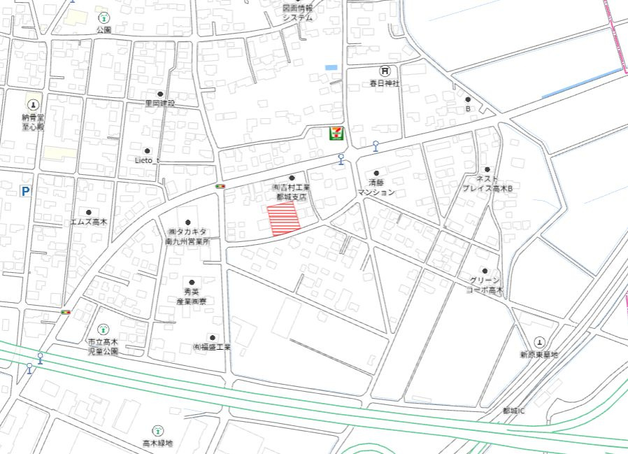 都城市高木町の売地の土地図
