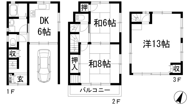 【間取り】 | 安倉中2丁目貸家
