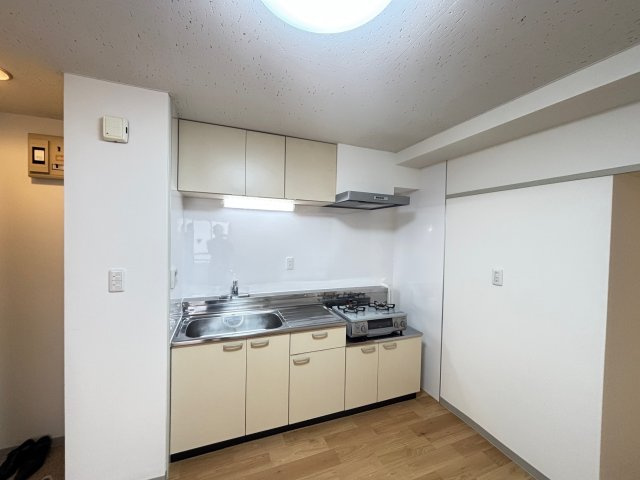 都市ガスの２口ガスコンロ付きのキッチンです♪