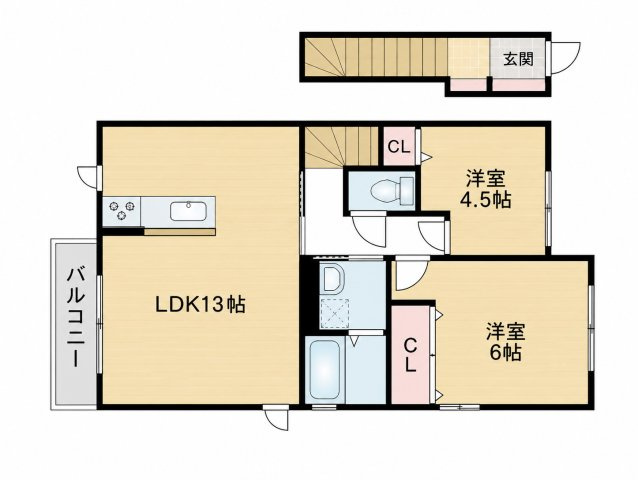 メルヴェーユ五条の間取り|別号数タイプ