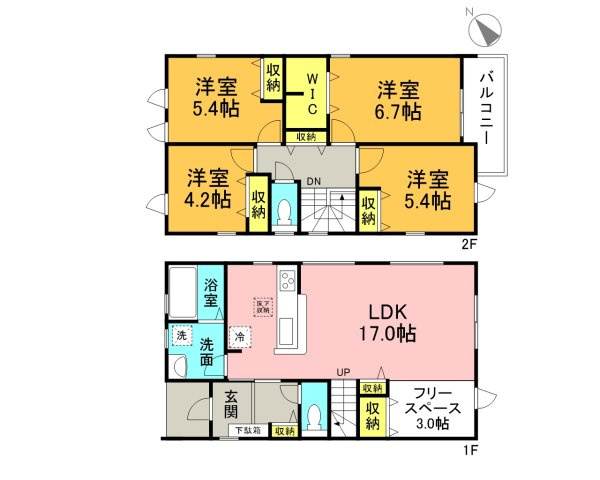 高浜第43呉竹町　新築戸建＜10号棟＞の間取り|4LDK＋WIC＋フリースペース