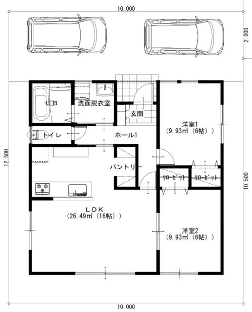 沼津市中沢田の売地|平屋建ての参考プランです。