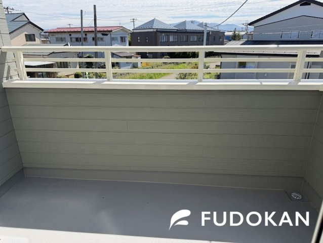 鶴岡市城北町【全館空調＋プラスリビング】1号棟のバルコニー|バルコニーは日当たり良好です。