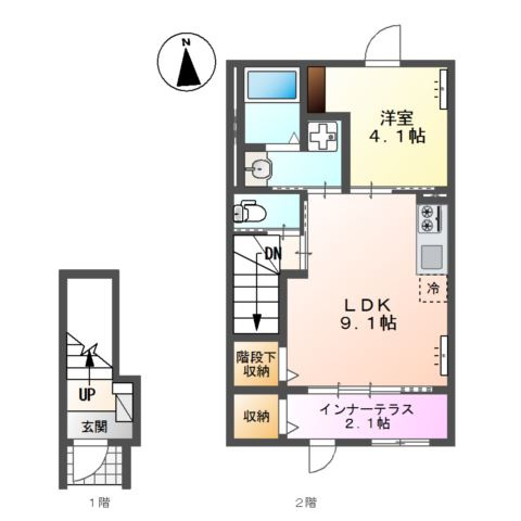 仮）多摩市永山　アパート新築工事の間取り