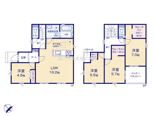 八王子市　川口町　新築一戸建て　０４期の間取り|～全室南西向き4LDK　陽当たり良好、ウォークインクローゼットなど収納豊富～