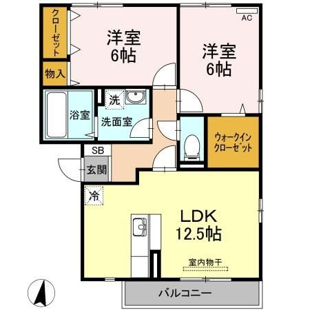 ベルデュール 北長瀬　A棟の間取り