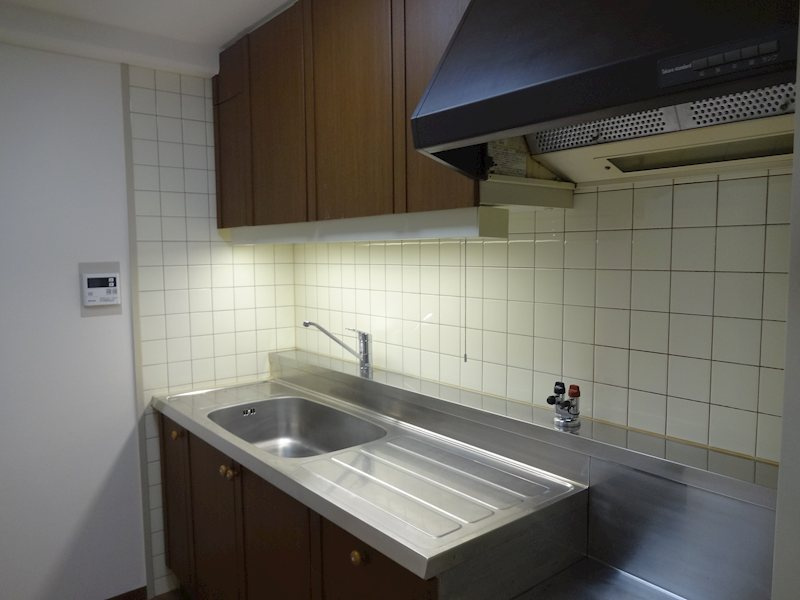 スカイビュー東土川のキッチン|システムキッチン。調理スペースが広く自炊しやすい仕様