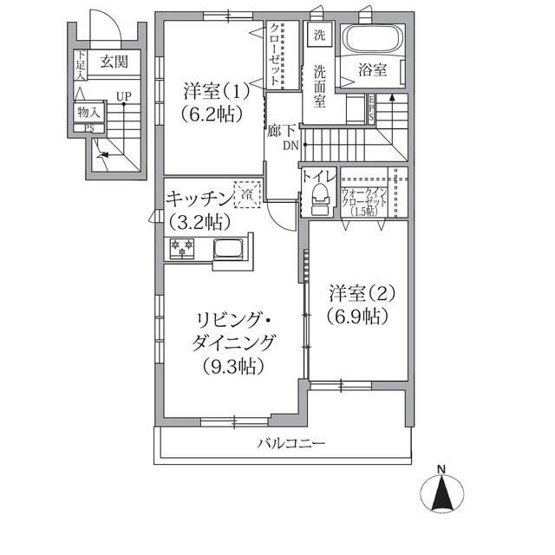 【間取り】 | ハイネス深沢　B棟