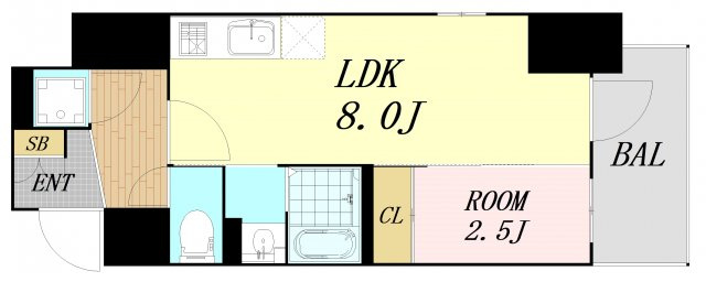 エスリードレジデンス本町パークフロント　仲介手数料無料の間取り