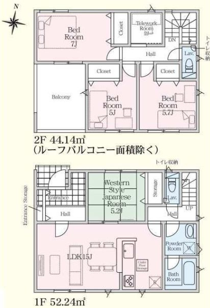 クレイドルガーデン前橋市今井町第１　１号棟の間取り|収納充実♪南向きの4LDKで陽当たり良好な間取りです！
土地面積264.84㎡、建物面積96.38㎡で十分な広さです！