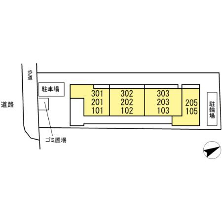 調布市国領町５丁目のアパートの区画図