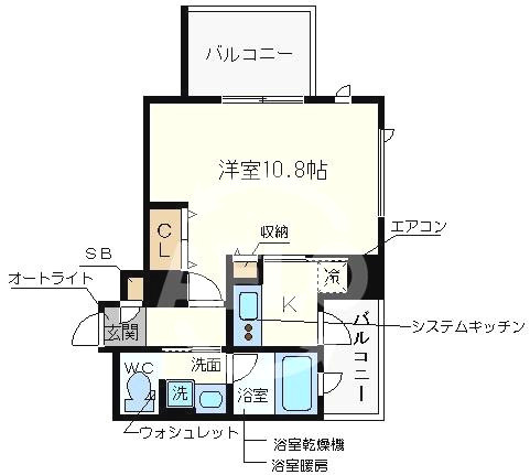 クロスレジデンス大阪新町　堀江小学校区の間取り|クロスレジデンス大阪新町　開放感ある間取り