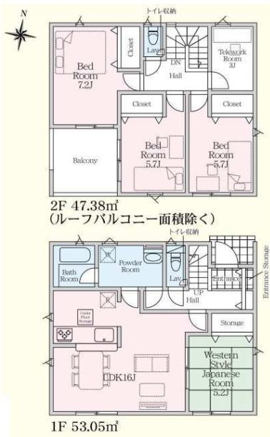 クレイドルガーデン前橋市今井町第１　２号棟の間取り|収納充実♪南向きの4LDKで陽当たり良好な間取りです！
土地面積264.84㎡、建物面積100.43㎡で十分な広さです！