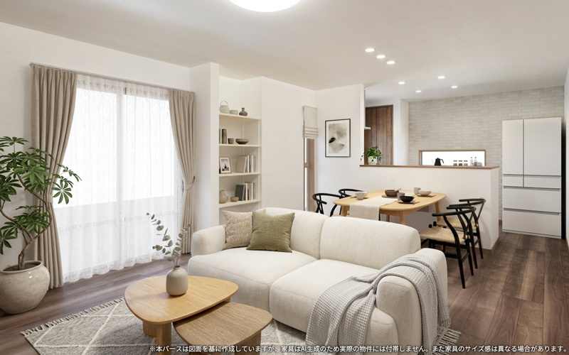 ワイウッドコート久喜市吉羽第7期の完成予想図|【LDK　イメージパース】
※画像は設計図面を基に作成したイメージです。