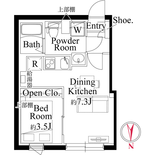 CASA PIAZZAカーサピアッツァ大森西の間取り|コンパクトですが使いやすい1DKバストイレ別独立洗面台！