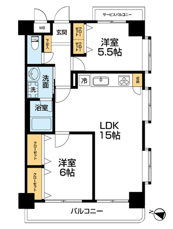 サンワプラザ芦屋の間取り|角住戸ならではの三面採光！陽のあたる時間が長く、冬でも暖かいです
