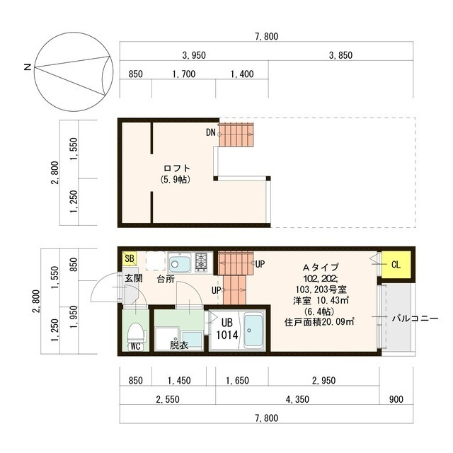 福岡市城南区片江４丁目のアパートの間取り