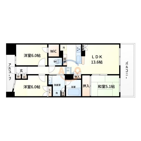 リバーガーデンコスモスクエア　南港桜小学校区の間取り|リバーガーデンコスモスクエア　間取り