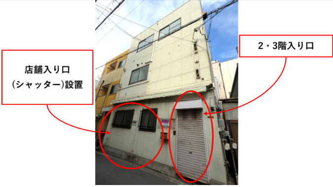 大阪市生野区桃谷５丁目の店舗一部の外観