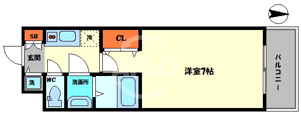 S-RESIDENCE難波大国町Unoの間取り|S-RESIDENCE難波大国町Uno（エスレジデンスナンバダイコクチョウウーノ）　間取り