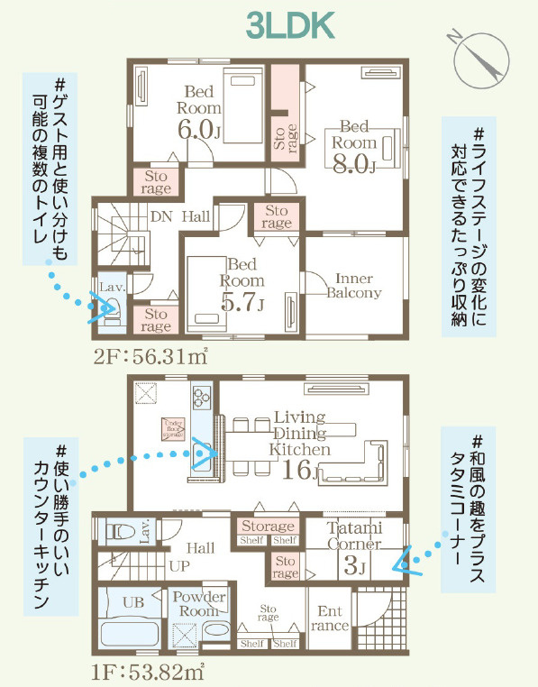 リーブルガーデン読谷村比謝・２号棟の間取り|３LDK