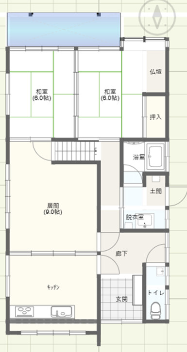 大鍬町中古住宅の間取り|１F