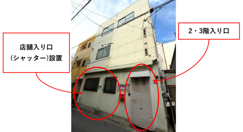 大阪市生野区桃谷５丁目の店舗一部の外観