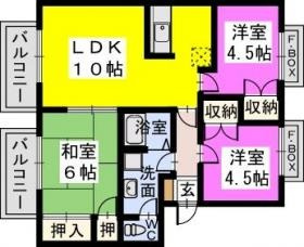 福岡市東区三苫４丁目のアパートの間取り|間取り図