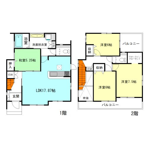 【間取り】 | ブルーミングガーデン前橋市下新田町2期ー① | 玄関吹抜仕様！全居室バルコニー利用可能！便利な食器洗浄乾燥機付き！
