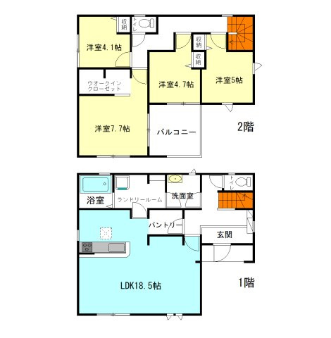 【間取り】 | リーブルガーデン.S前橋市岩神町第6ー① | パントリー付きキッチンの備わった4LDK住宅！