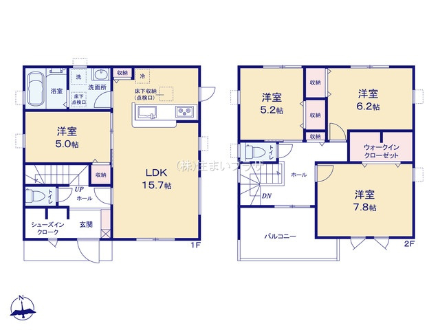 新築戸建て・仲介手数料無料）一宮市萩原町西御堂の間取り