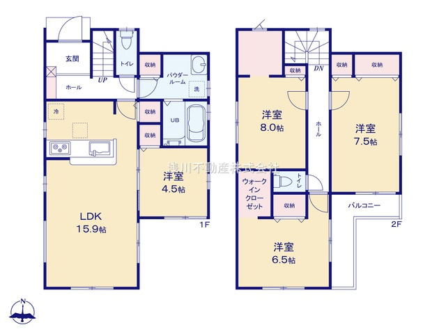 八王子市　大谷町　新築一戸建て　８期の間取り|～南向き4LDK　収納豊富・陽当たりの良い間取りです～