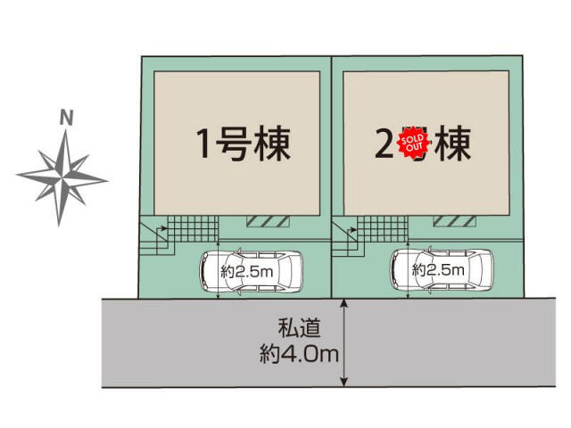 ブルーミングガーデン　船橋市松が丘３丁目２期２棟／２期１号棟の区画図|船橋市松が丘3丁目2期2棟区画図