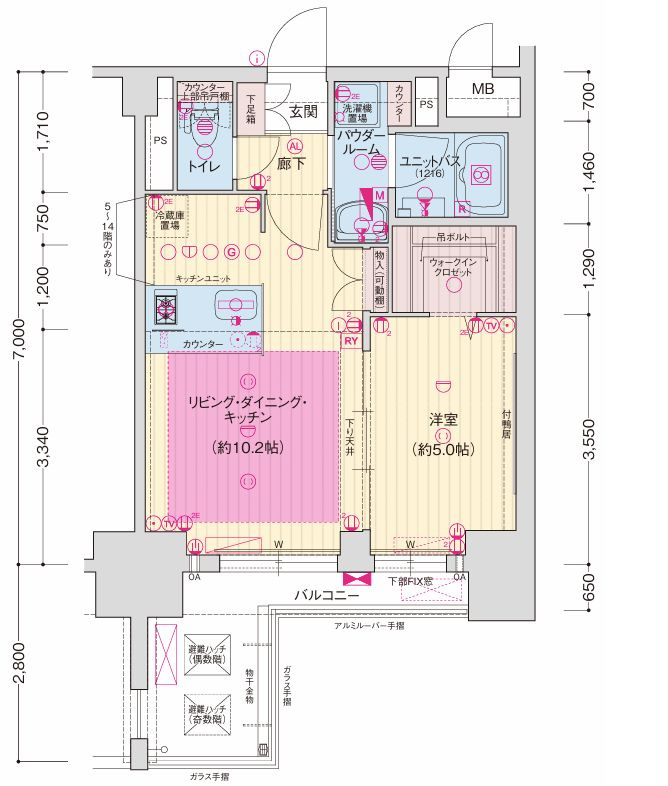名古屋市中区丸の内２丁目の賃貸マンションの間取り