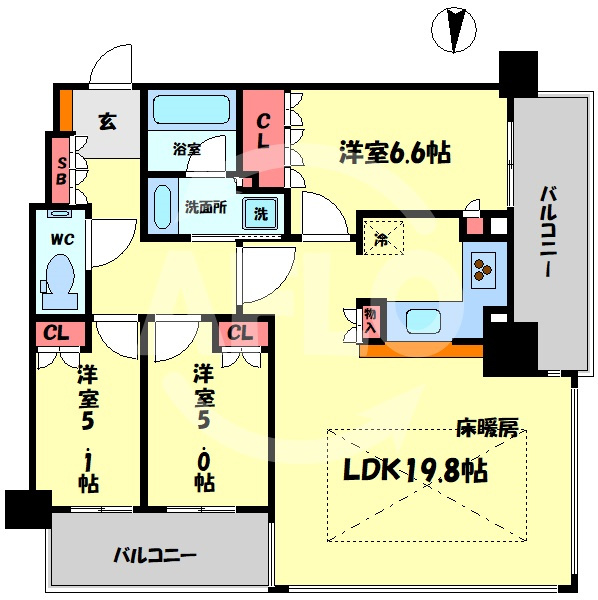 グランドメゾン新梅田タワー THE CLUB RESIDENCEの間取り|グランドメゾン新梅田タワー THE CLUB RESIDENCE　開放感ある間取り