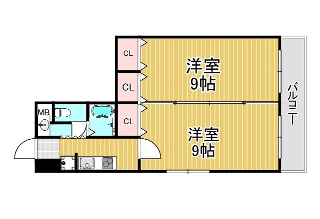 西宮市甲子園七番町の賃貸マンションの間取り