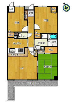 西宮市里中町２丁目の賃貸マンションの間取り