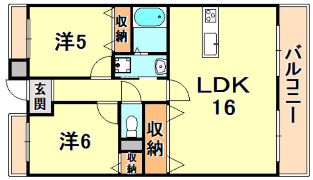 芦屋市津知町の賃貸マンションの間取り