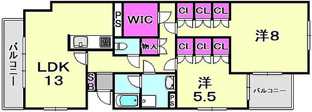 御影大蔵マンションの間取り