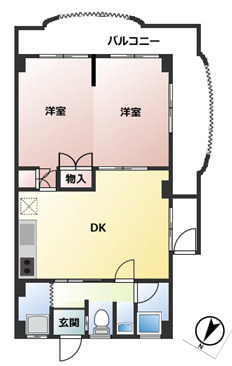 神戸市中央区中山手通７丁目の賃貸マンションの間取り