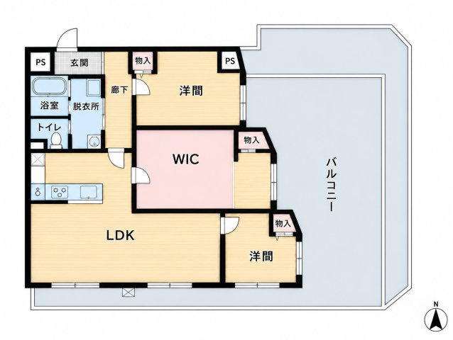 サンライズコーポの間取り|2LDKの間取りになります。