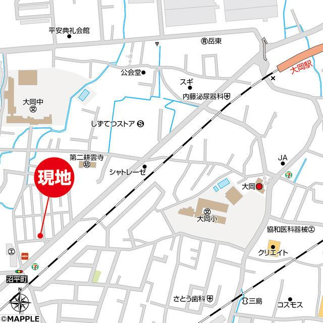 沼津市大岡の新築一戸建|現地周辺案内図